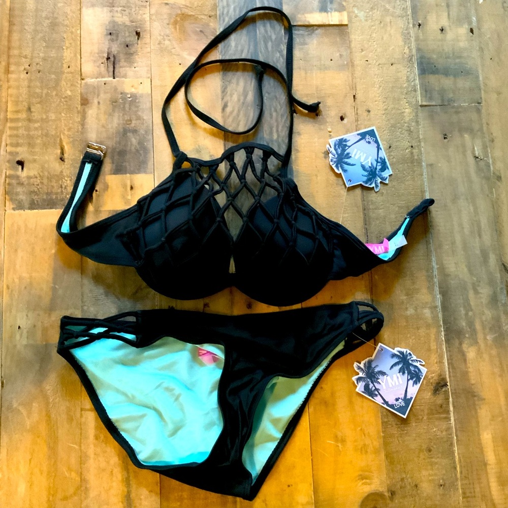 YMI Black Bikini Swimsuit NWT